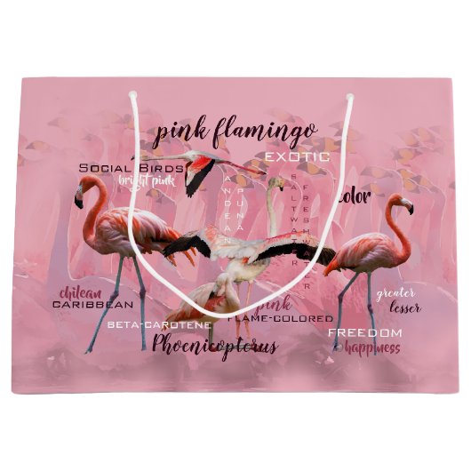 Roze Flamingo Typografie | GEPERSONALISEERD | Large Cadeautasje (Voorkant)