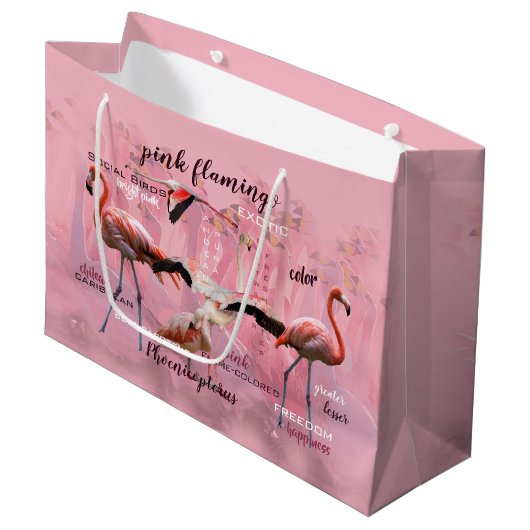 Roze Flamingo Typografie | GEPERSONALISEERD | Large Cadeautasje (Voorkant Gekanteld)