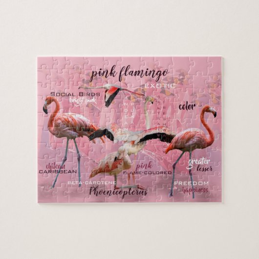 Roze Flamingo Typografie | GEPERSONALISEERD | Legpuzzel (Horizontaal)