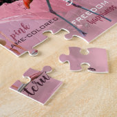 Roze Flamingo Typografie | GEPERSONALISEERD | Legpuzzel (Zijkant)