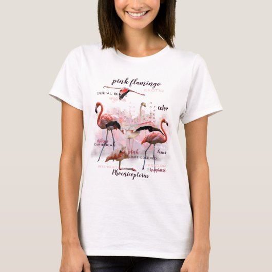 Roze Flamingo Typografie | GEPERSONALISEERD | T-shirt (Voorkant)