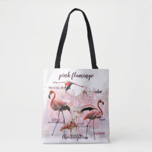 Roze Flamingo Typografie Gepersonaliseerd Tote Bag
