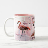 Roze Flamingo Typografie | GEPERSONALISEERD | Tweekleurige Koffiemok (Links)