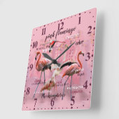 Roze Flamingo Typografie | GEPERSONALISEERD | Vierkante Klok (Hoek)