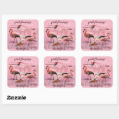 Roze Flamingo Typografie | GEPERSONALISEERD | Vierkante Sticker (Vel)