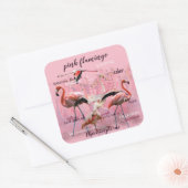 Roze Flamingo Typografie | GEPERSONALISEERD | Vierkante Sticker (Envelop)