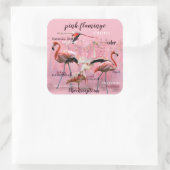 Roze Flamingo Typografie | GEPERSONALISEERD | Vierkante Sticker (Tas)