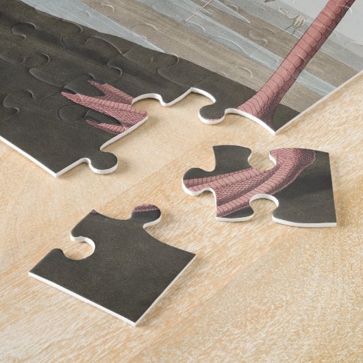 Roze Flamingo uit Amerikaanse vogels Legpuzzel (Zijkant)