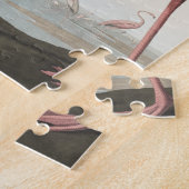Roze Flamingo uit Amerikaanse vogels Legpuzzel (Zijkant)