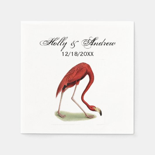 Roze Flamingo uit de Vintage-tijd #1 Servetten (Voorkant)