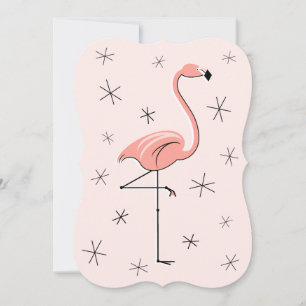 Roze flamingo uitnodigingssteun verticaal kaart