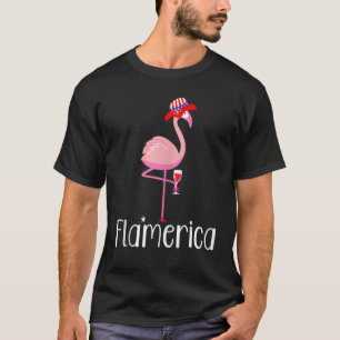 Roze Flamingo Uncles Sam Pet Patriottic op 4 juli T-shirt