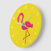 Roze flamingo unieke pop art grote klok (Hoek)