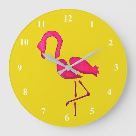 Roze flamingo unieke pop art grote klok (Voorkant)