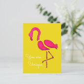 Roze flamingo unieke pop kunst briefkaart (Staand voorkant)