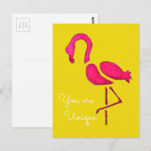 Roze flamingo unieke pop kunst briefkaart (Voorkant / Achterkant)