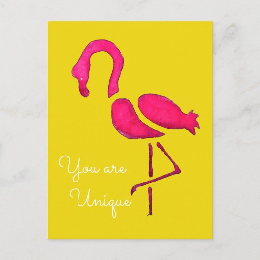Roze flamingo unieke pop kunst briefkaart (Voorkant)