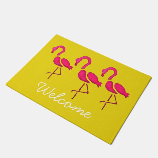 Roze flamingo unieke pop kunst deurmat (Schuin)