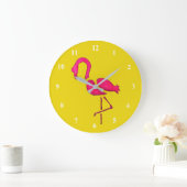Roze flamingo unieke pop kunst grote klok (Huis)