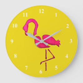 Roze flamingo unieke pop kunst grote klok