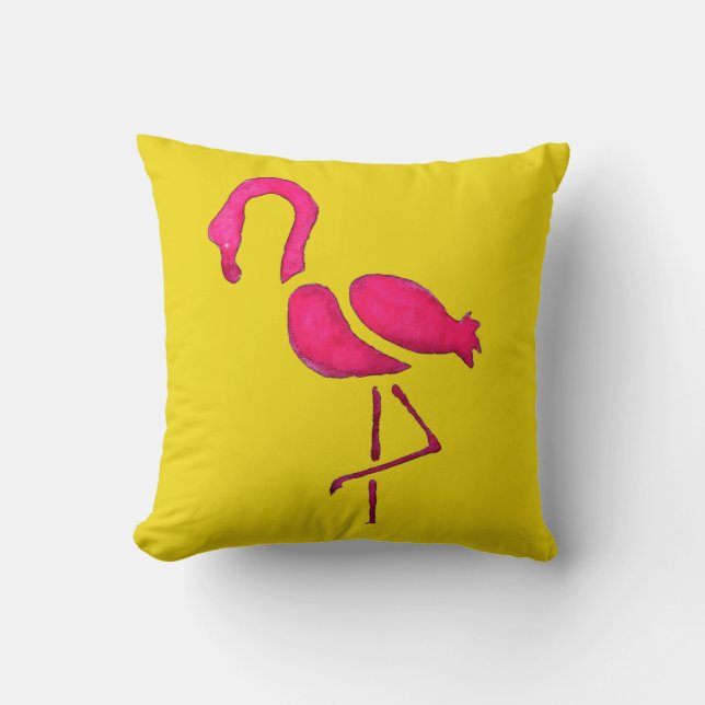 Roze flamingo unieke pop kunst kussen (Voorkant)