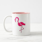Roze flamingo unieke pop kunst tweekleurige koffiemok (Links)