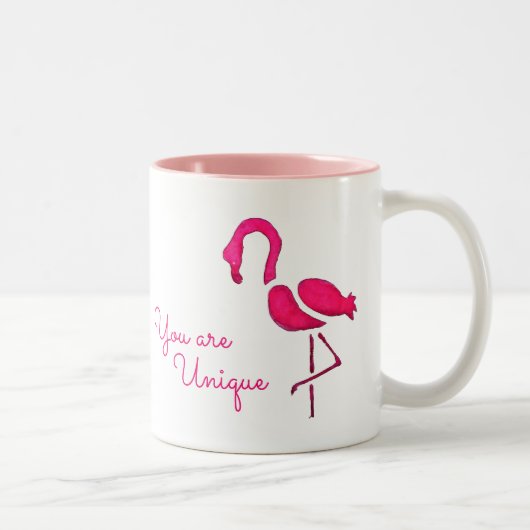 Roze flamingo unieke pop kunst tweekleurige koffiemok (Rechts)