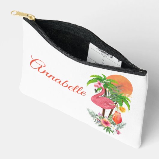 Roze Flamingo Vakantie Kleine Accessoirezak Etui (Open)