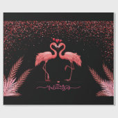 Roze Flamingo Valentijn inpakpapier (Vlak)