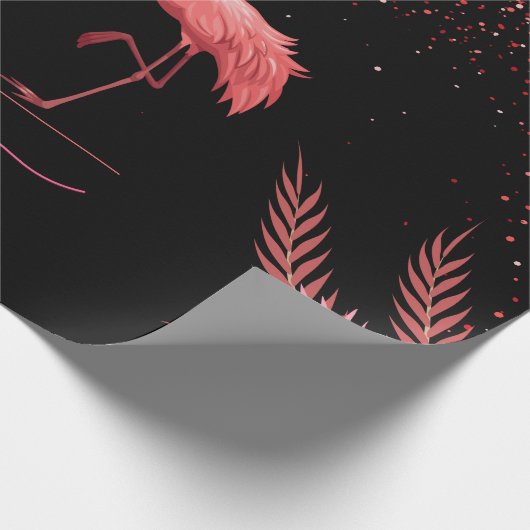 Roze Flamingo Valentijn inpakpapier (Hoek)