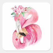 Roze FLAMINGO VALENTIJN Vierkante Sticker (Voorkant)