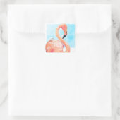 Roze Flamingo Valentijnsdag Aquarel Vierkante Sticker (Tas)