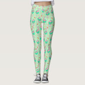 Roze Flamingo Varens Tropisch Groen Zomerpatroon Leggings (Voorkant)