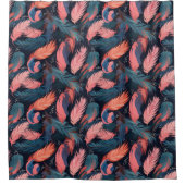 Roze Flamingo Veren Tropisch thema patroon Douchegordijn (Voorkant)