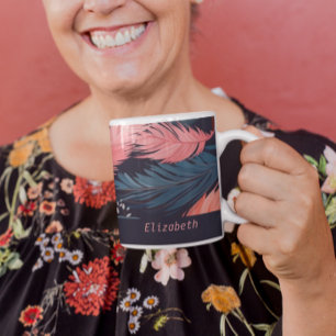 Roze Flamingo Veren Tropisch thema patroon Koffiemok