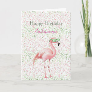 Roze Flamingo Verjaardag Kaart