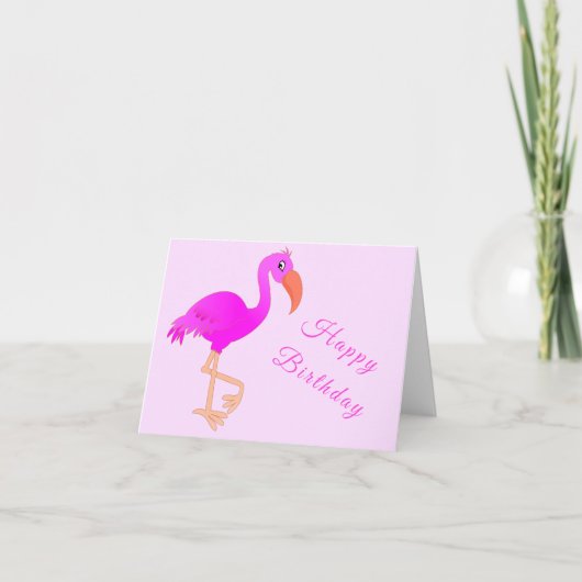 Roze Flamingo Verjaardag Kaart -  (Voorkant)