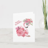 Roze Flamingo Verjaardag Kaart (Voorkant)