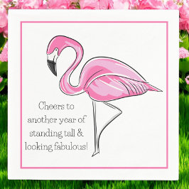 Roze Flamingo Verjaardag / Proost op Nog Een Jaar Servet