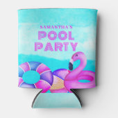 Roze Flamingo Verjaardag Zwembad Party Blikjeskoeler (Voorkant)