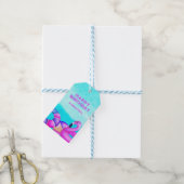Roze Flamingo Verjaardag Zwembad Party Naam Cadeaulabel (Met Touw)