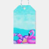 Roze Flamingo Verjaardag Zwembad Party Naam Cadeaulabel (Achterkant)