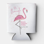 Roze Flamingo Verjaardagsfeest Custom Blikjeskoeler (Voorkant)