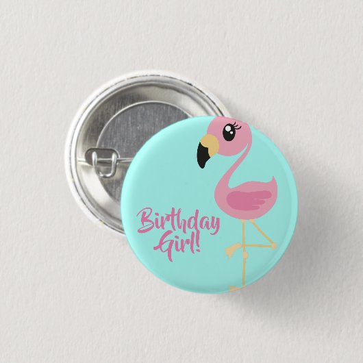 Roze Flamingo Verjaardagsfeestje Ronde Button 3,2 Cm (Voorkant /achterkant)