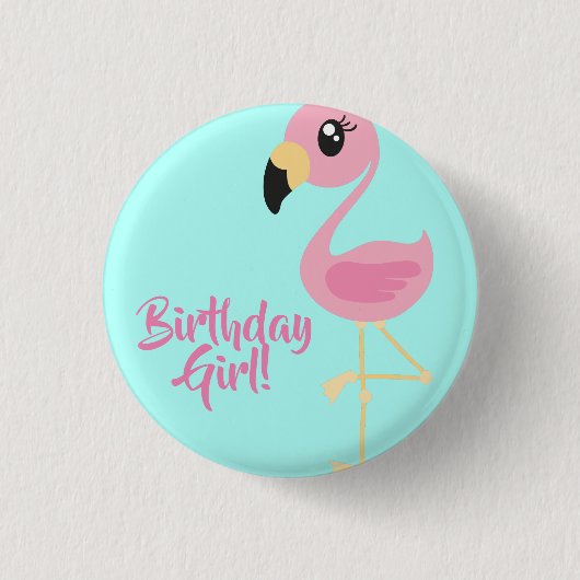Roze Flamingo Verjaardagsfeestje Ronde Button 3,2 Cm (Voorkant)