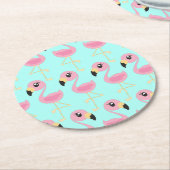 Roze Flamingo Verjaardagsfeestje Ronde Kartonnen Onderzetter (Gebogen)