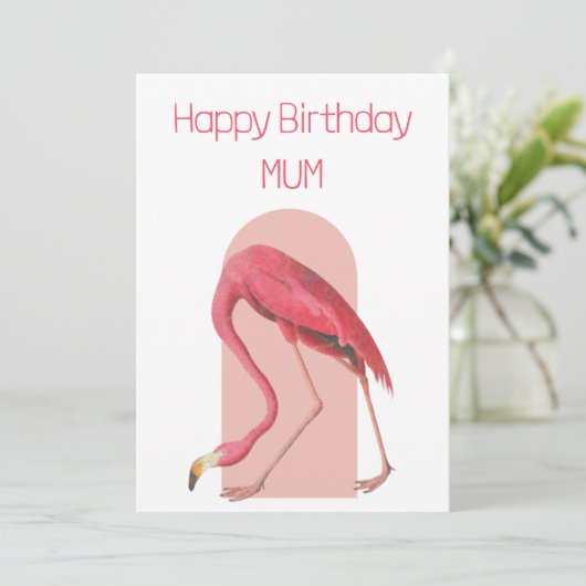  roze flamingo verjaardagskaart feestdagenkaart (Staand voorkant)