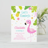 roze flamingo verjaardagsuitnodiging kaart (Staand voorkant)