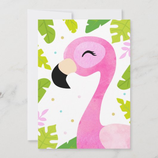 roze flamingo verjaardagsuitnodiging kaart (Achterkant)