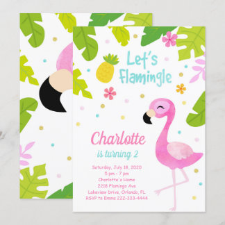 roze flamingo verjaardagsuitnodiging kaart